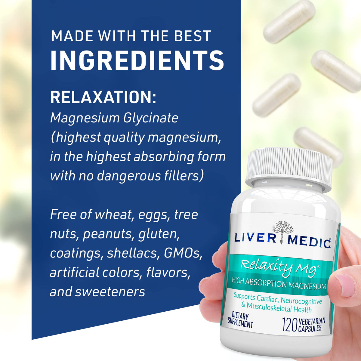 Liver Medic Relaxity Magnesium Glycinate 200mg - 120 Vegetarian Capsules - image 4