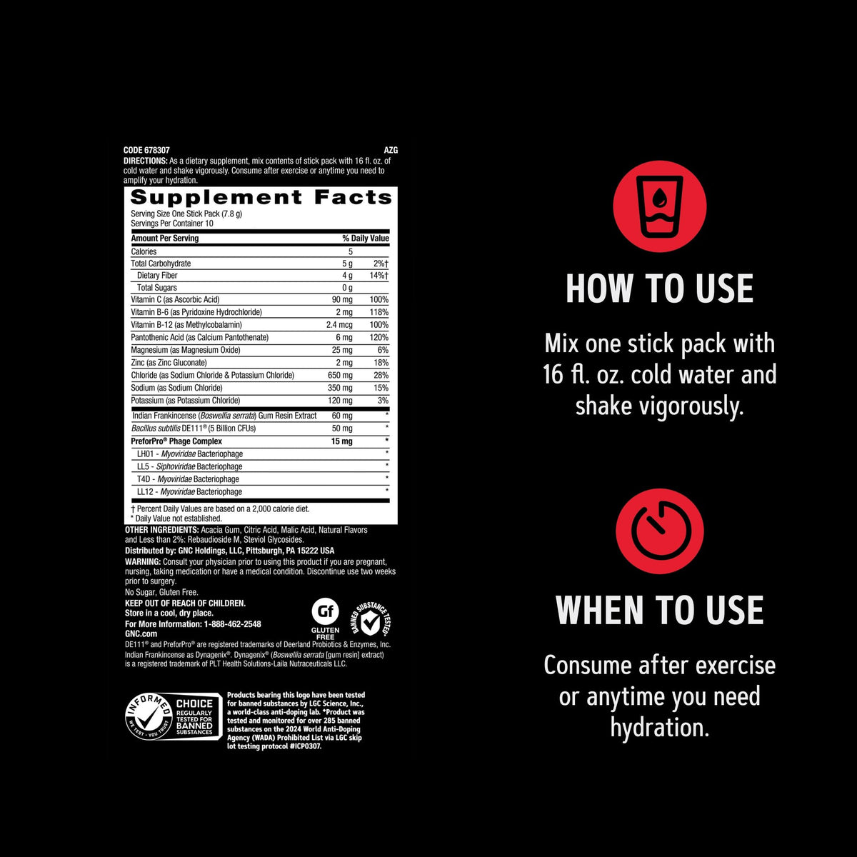 GNC AMP Amplified Hydration Lemon Lime - 10 Stick Packs - image 8