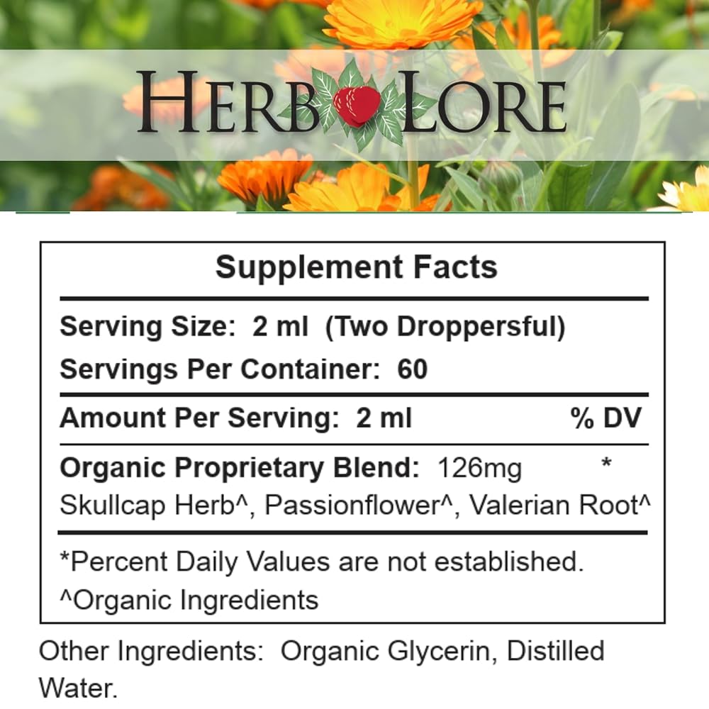 Herb Lore Organic Goodnight Tincture - Liquid Sleep Aid Drops
