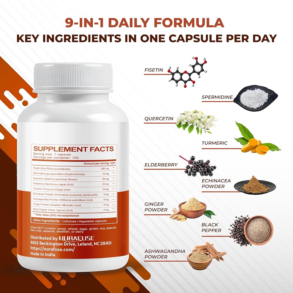 NuraFuse Fisetin 9-in-1 Complex Antioxidant Wellness - 150 Capsules - image 3