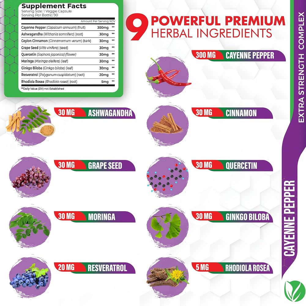 Tenmido Cayenne Pepper Supplements with Ashwagandha - 90 Capsules - image 3