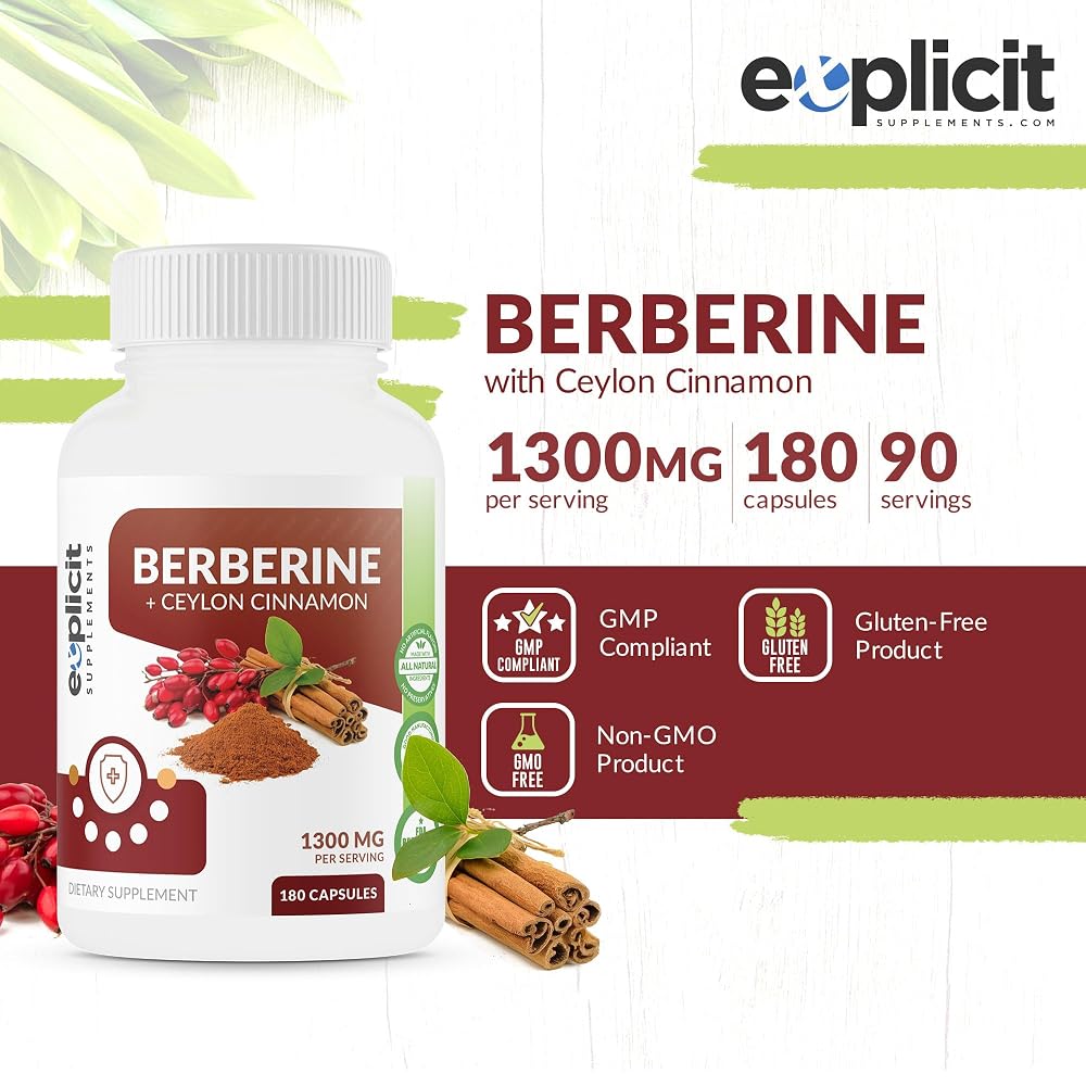 eXplicit Supplements Berberine & Ceylon Cinnamon - 180 Capsules - image 2