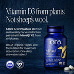 Ora Organic Vitamin D3 5000 IU + K2 Vegan - 30 Tablets - image 3