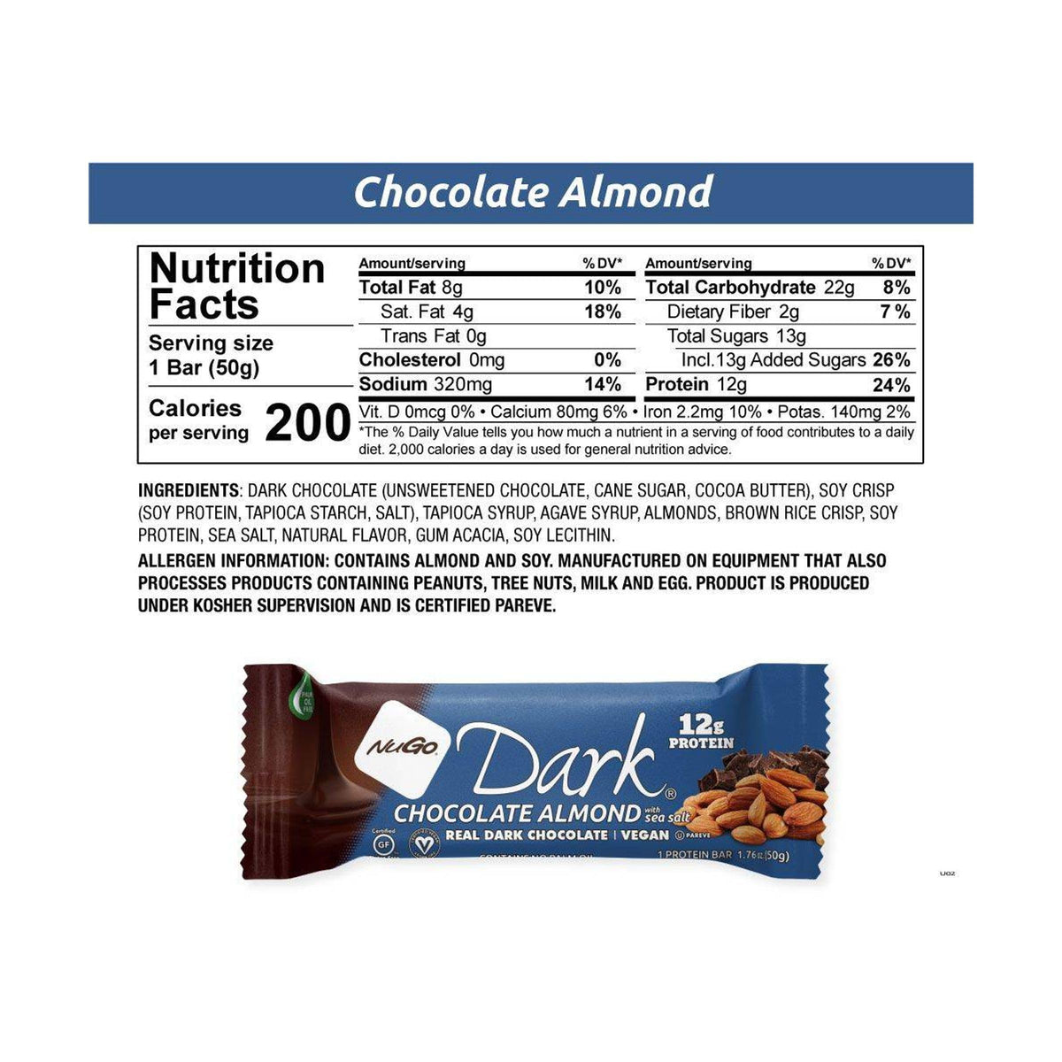 NuGo Dark Chocolate Almond Sea Salt Bar - 12 Count - image 5