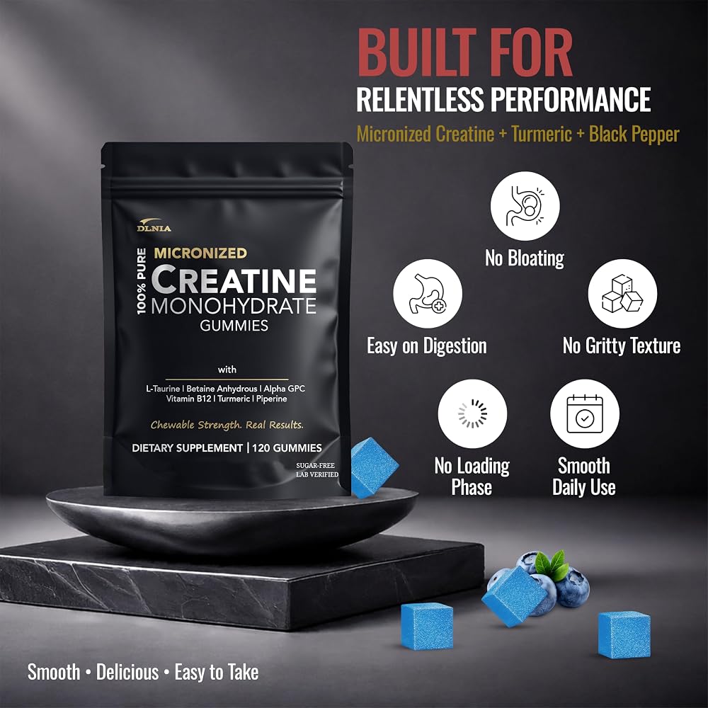 DLNIA Creatine Monohydrate Gummies for Men & Women
