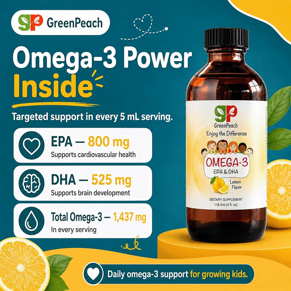 GreenPeach Omega 3 for Kids Liquid Fish Oil - 4 oz - image 3