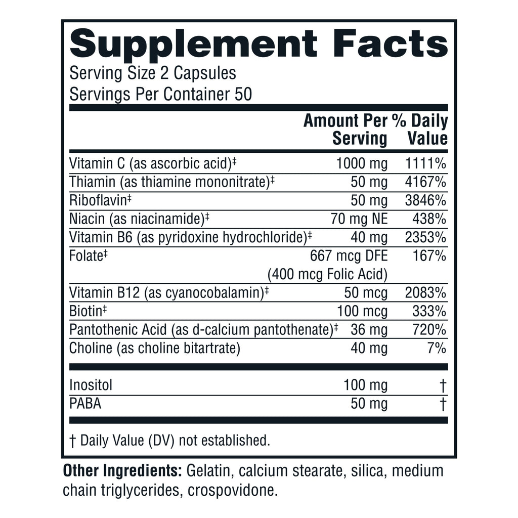 Twinlab Stress B-Complex Caps Energy Support - 100 Capsules - image 2
