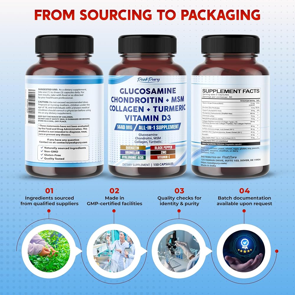 PeakPury Glucosamine HCl 1440 mg Joint Support - 150 Capsules - image 9