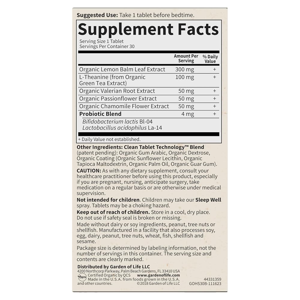 Garden of Life Organics Sleep Well Rest & Refresh Tablets - 30 Tablets - image 10