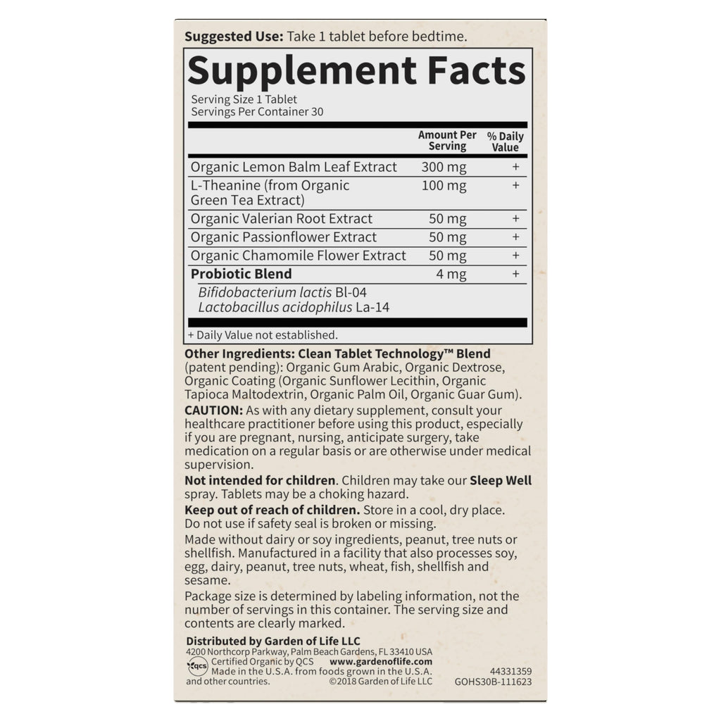 Garden of Life Organics Sleep Well Rest & Refresh Tablets - 30 Tablets - image 10