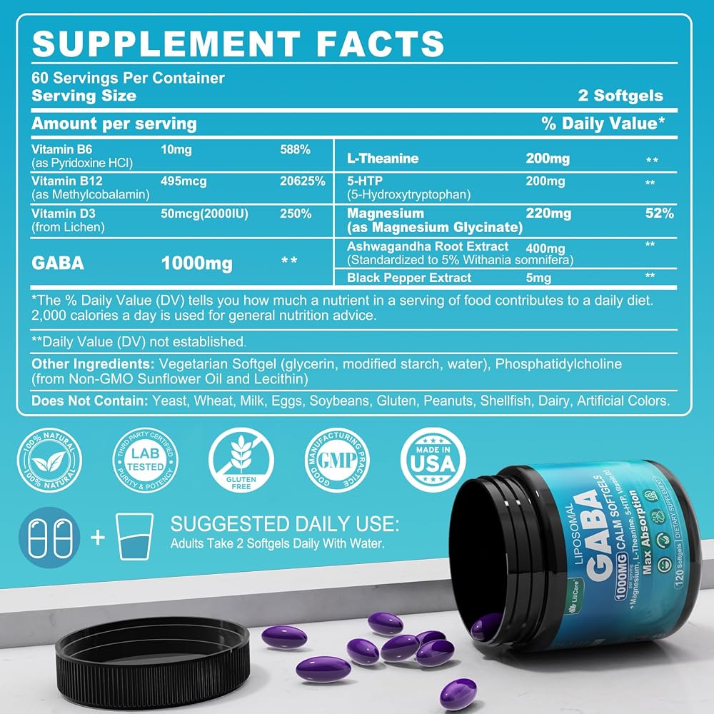 LILICARE GABA Supplement - 1000 mg