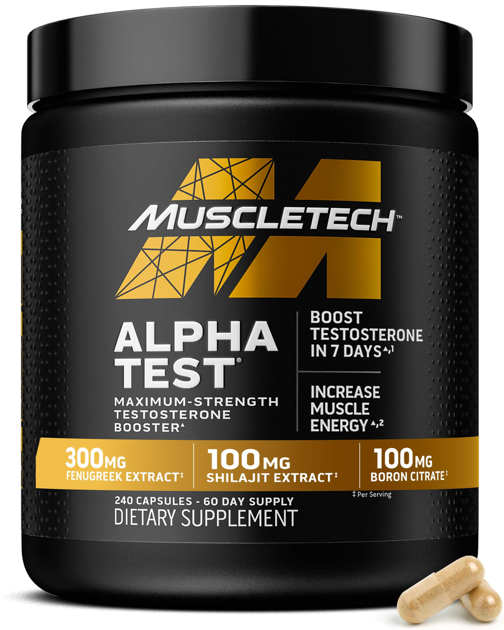 MuscleTech AlphaTest Testosterone Booster for Men - 240 Capsules
