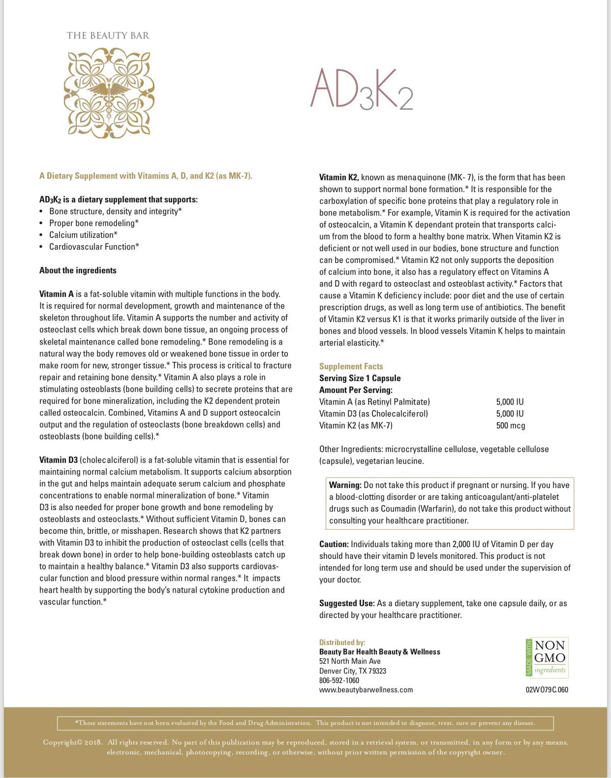 The Beauty Bar Neutraceuticals AD3K2 Bone Health - 60 Capsules - image 3