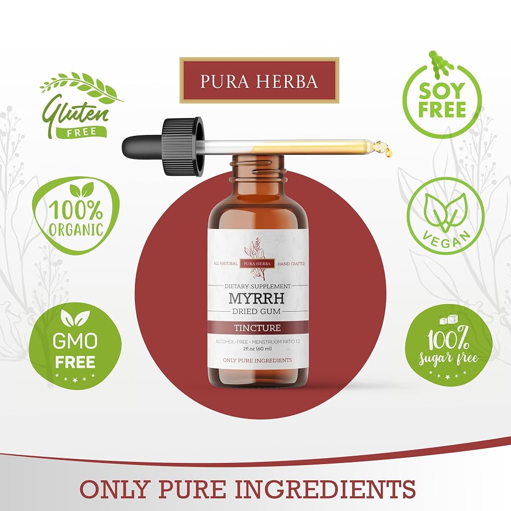 Pura Herba Organic Myrrh Liquid Extract Alcohol-Free - 2 Fl Oz - image 2