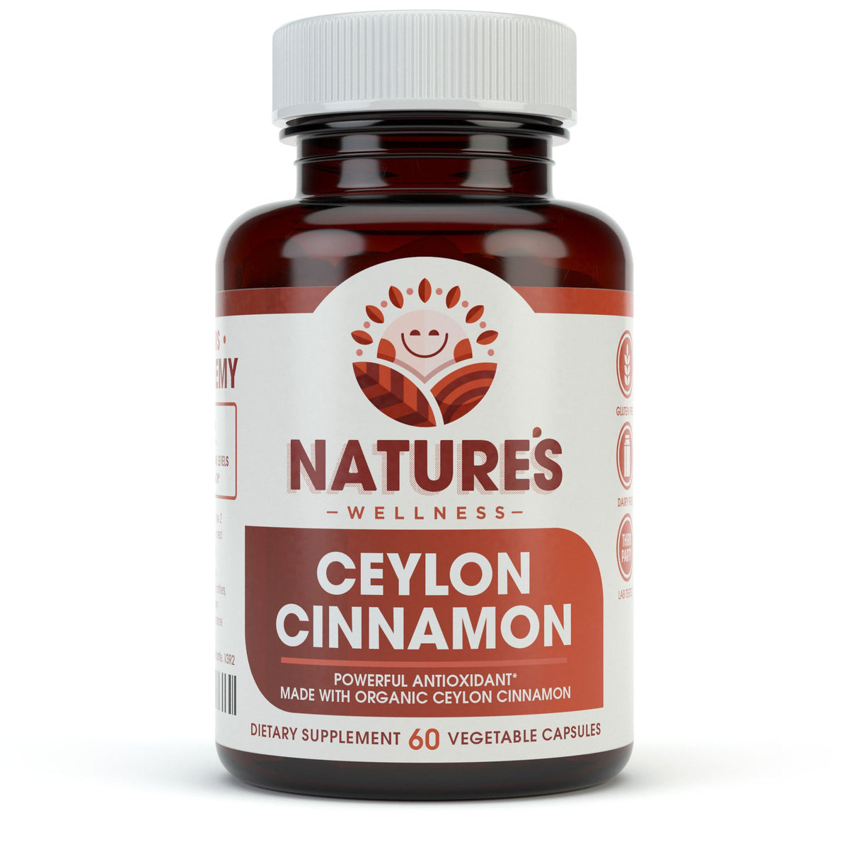 Natures Wellness Organic Ceylon Cinnamon 1200 mg - 60 Vegetarian Capsules