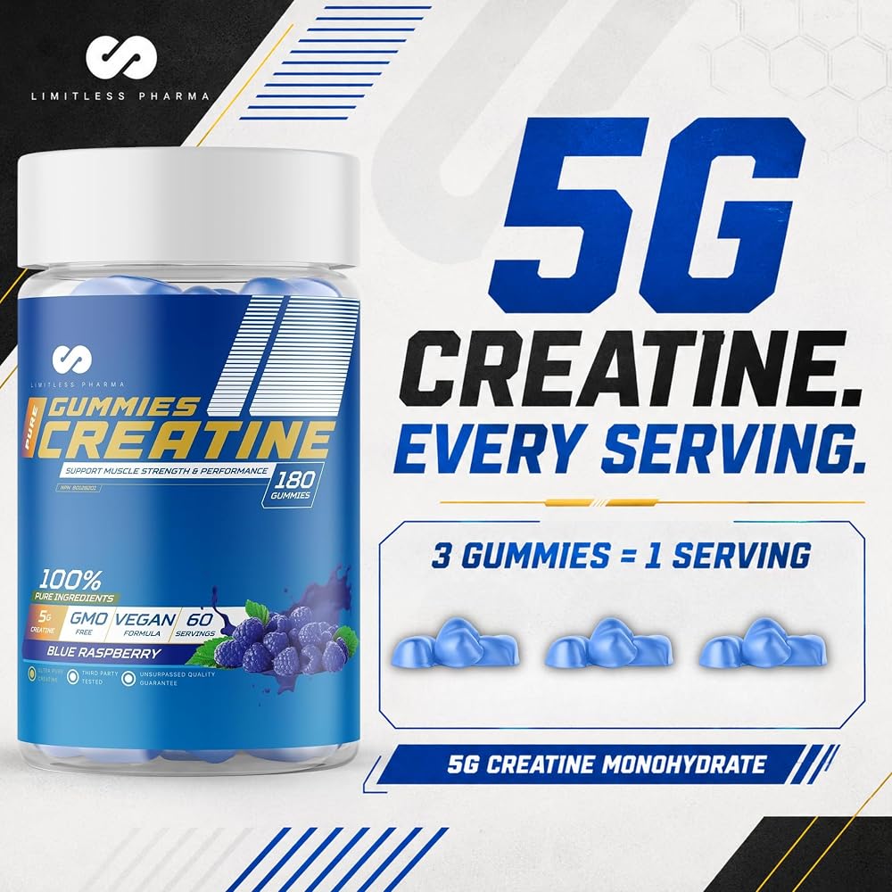 Limitless Pharma Pure Creatine Gummy Candy 5g - 180 Gummies - image 4