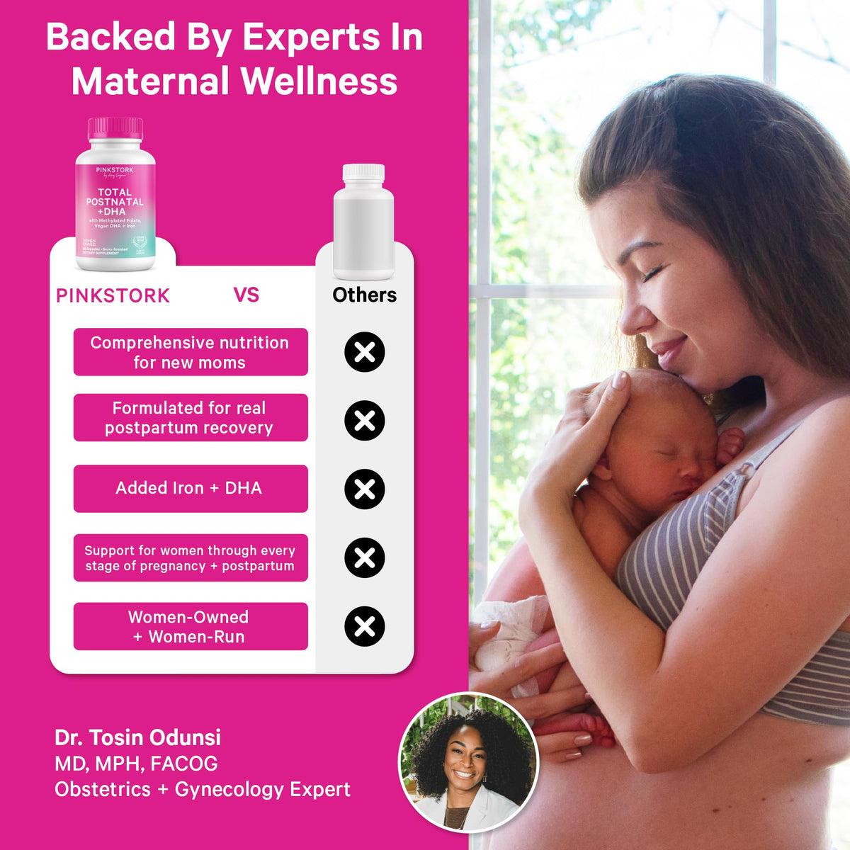 Pink Stork Total Postnatal + DHA with Iron - 60 Capsules - image 4