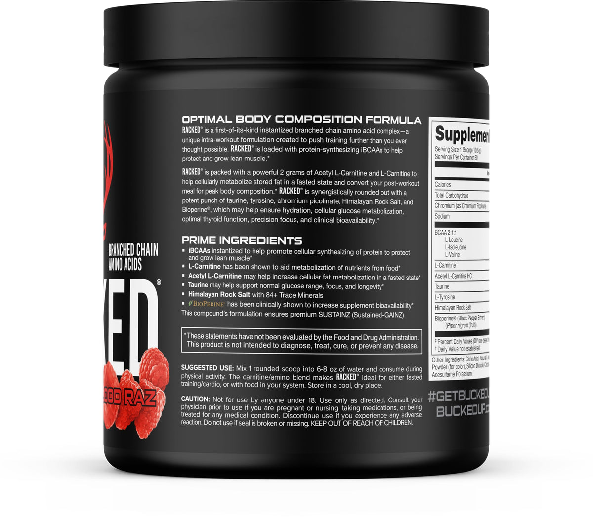Bucked Up Racked Blood Raz BCAA 2-1-1 Intra Workout Powder - 30 Servings - image 4