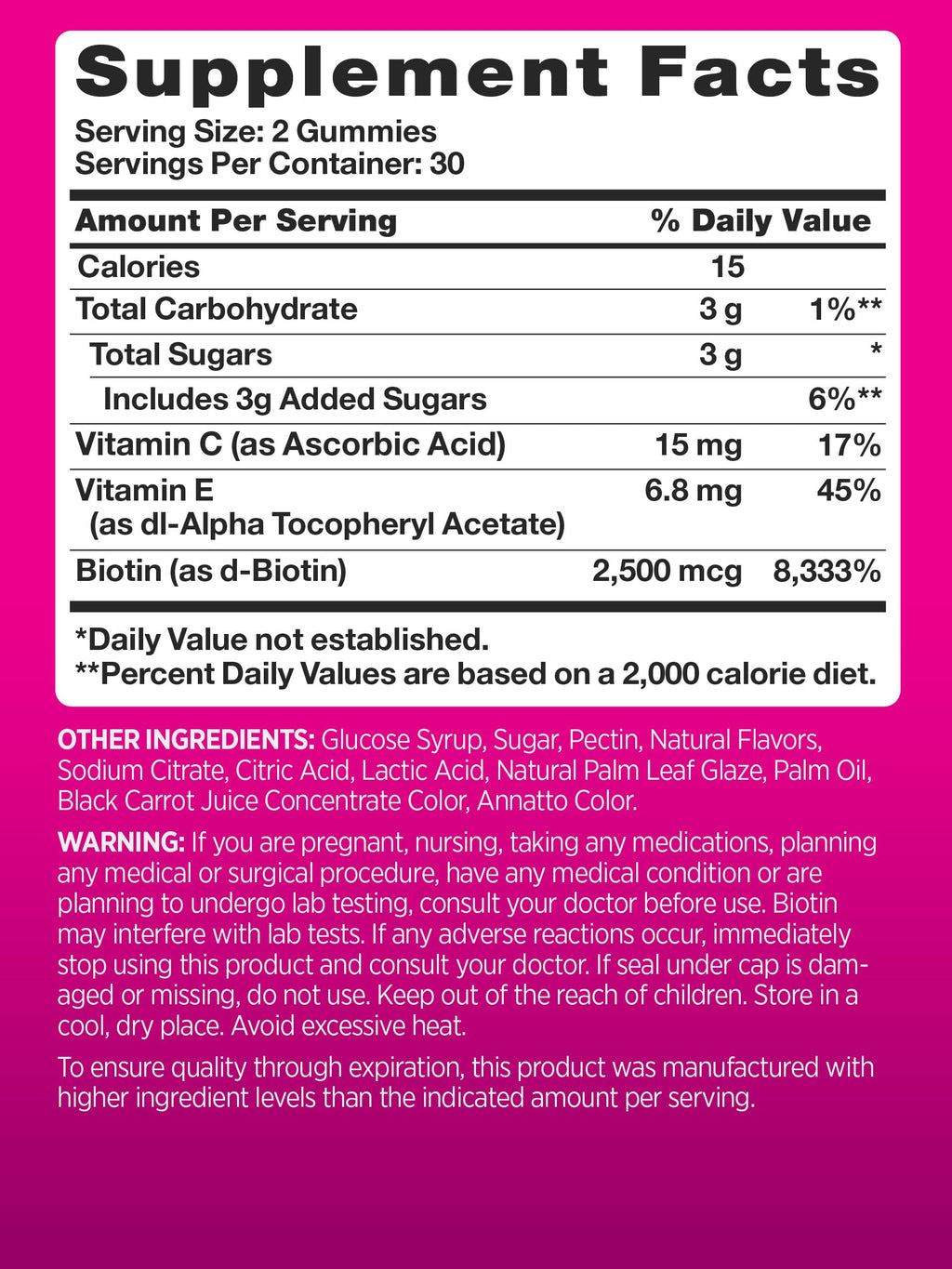 PINK Biotin Gummies for Women 2,500 mcg - 60 Count - image 2