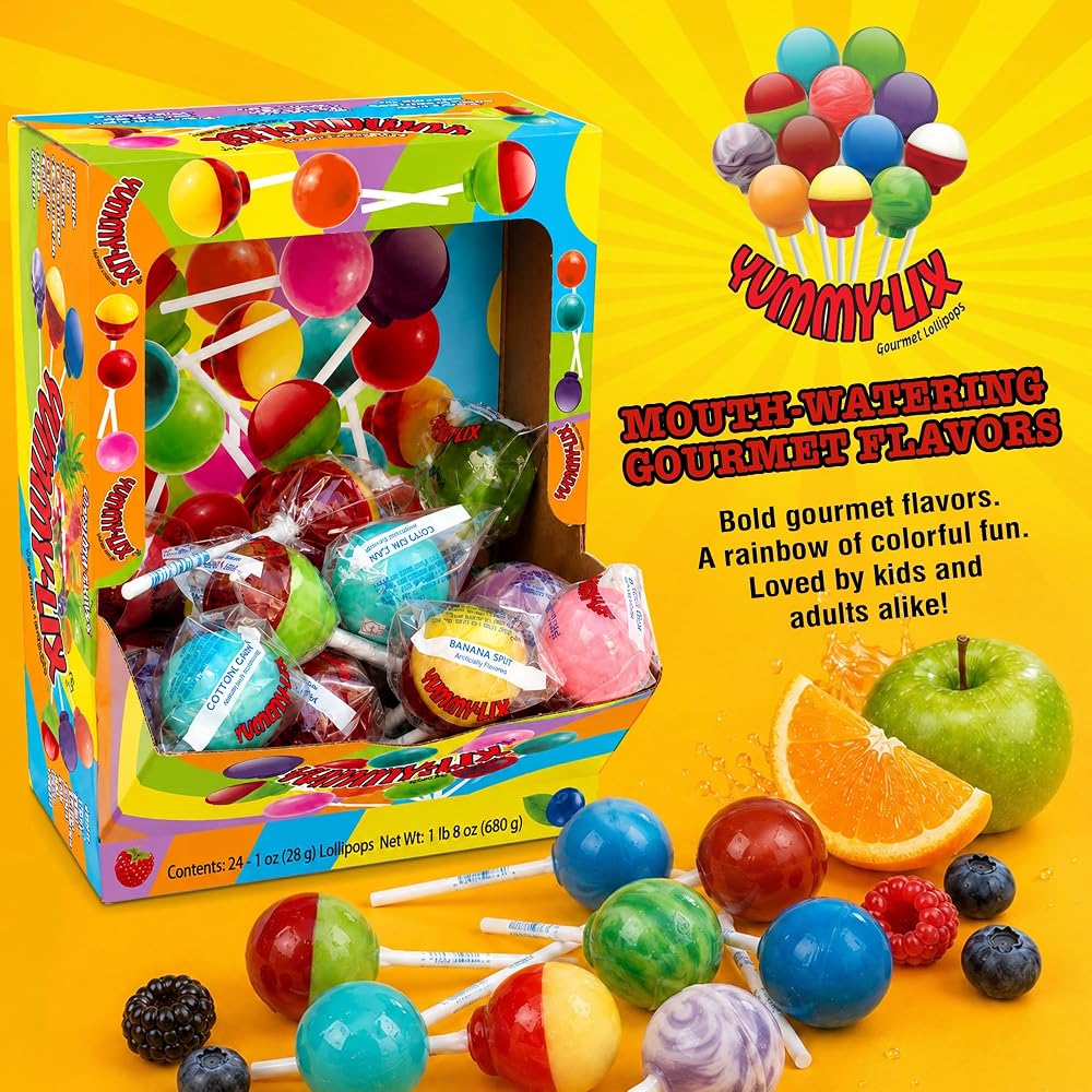 Yummy Lix Gourmet Round Lollipops Assorted Flavors - 80 Count - image 2