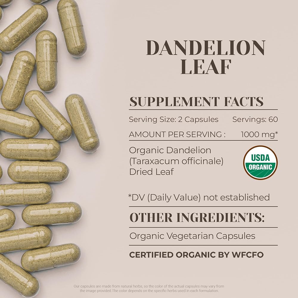 Garden Organics Dandelion Leaf USDA Organic Capsules