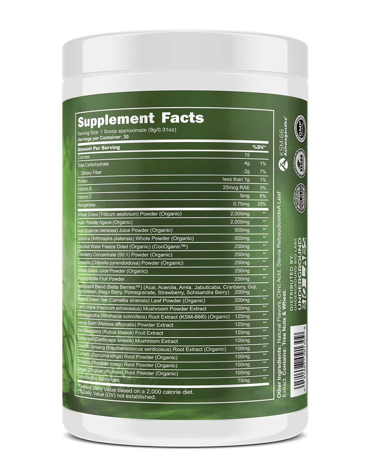 Underground Bio Labs/Panda Supps: All Natural SUPERFOOD: Greens