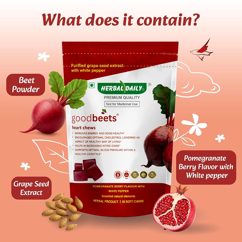 HERBAL DAILY Goodbeets Soft Chews Grape Seed Extract - 60 Count - image 4