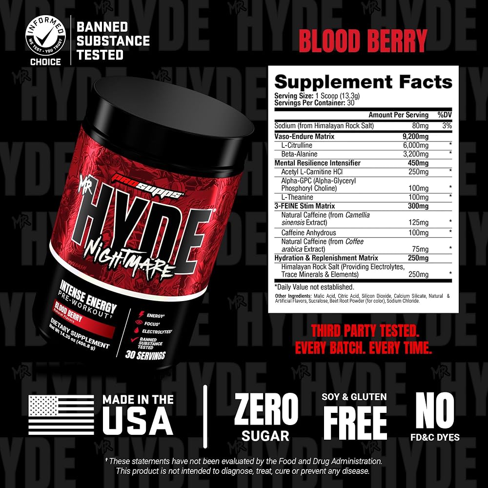 ProSupps Mr. Hyde Nightmare Pre Workout Powder with Caffeine & Beta