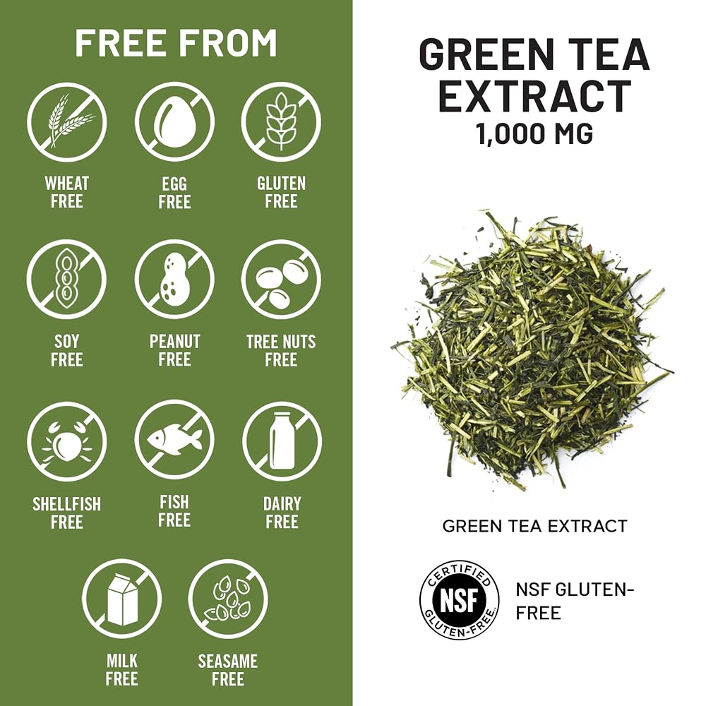 NatureWise Green Tea Extract Capsules 1000 mg - 50% EGCG & 98%