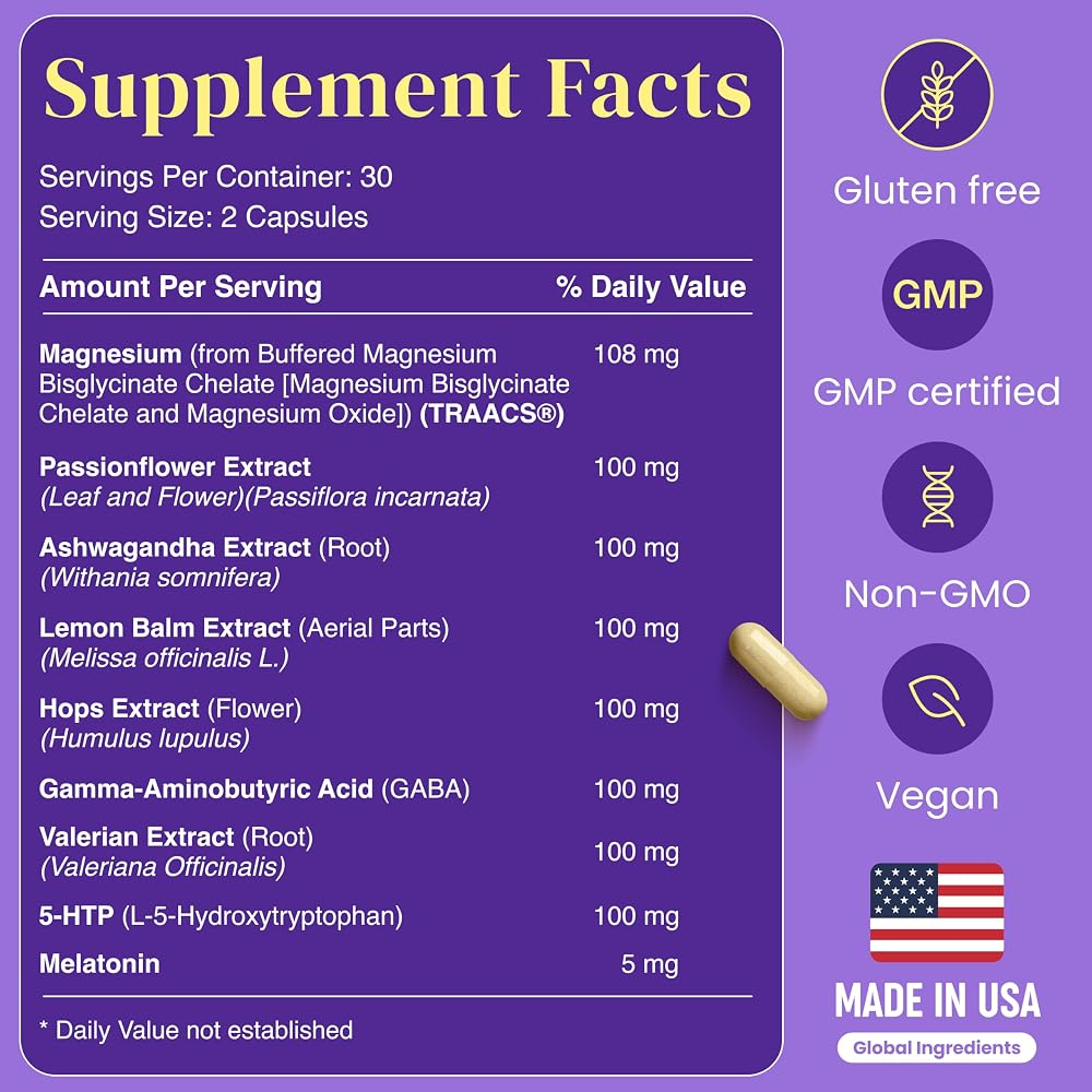 SUPLIMATE Calmadream Natural Sleep Aid Melatonin Magnesium - 60 Capsules - image 5