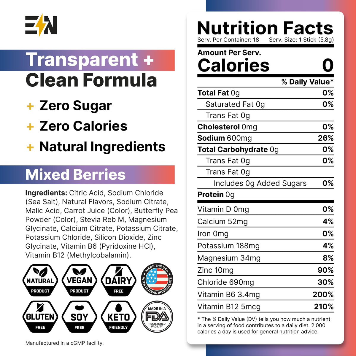 Engineered Nutrition EN Electrolytes Powder Packets Single-Serving