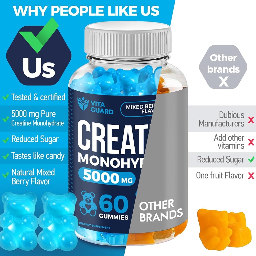 Vita Guard Creatine Monohydrate 5000mg Gummies - 120 Count - image 4