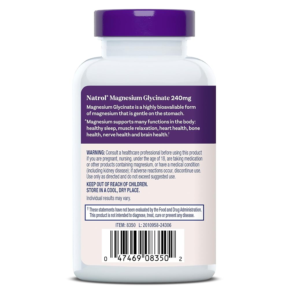 Natrol Magnesium Glycinate Supplements 240 mg - High Absorption