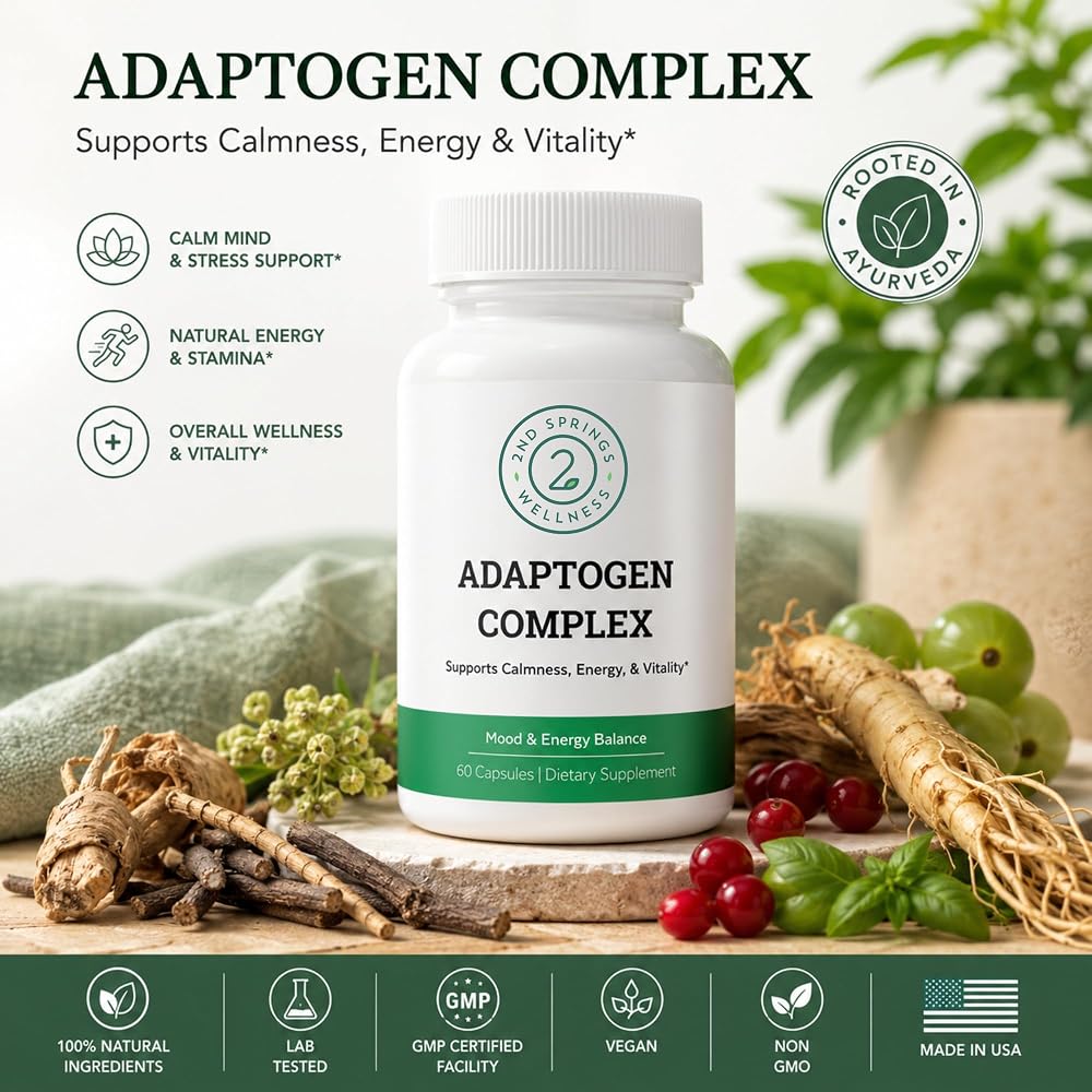 2nd Springs Adaptogen Complex Supplement with Ashwagandha - 60 Capsules - image 3
