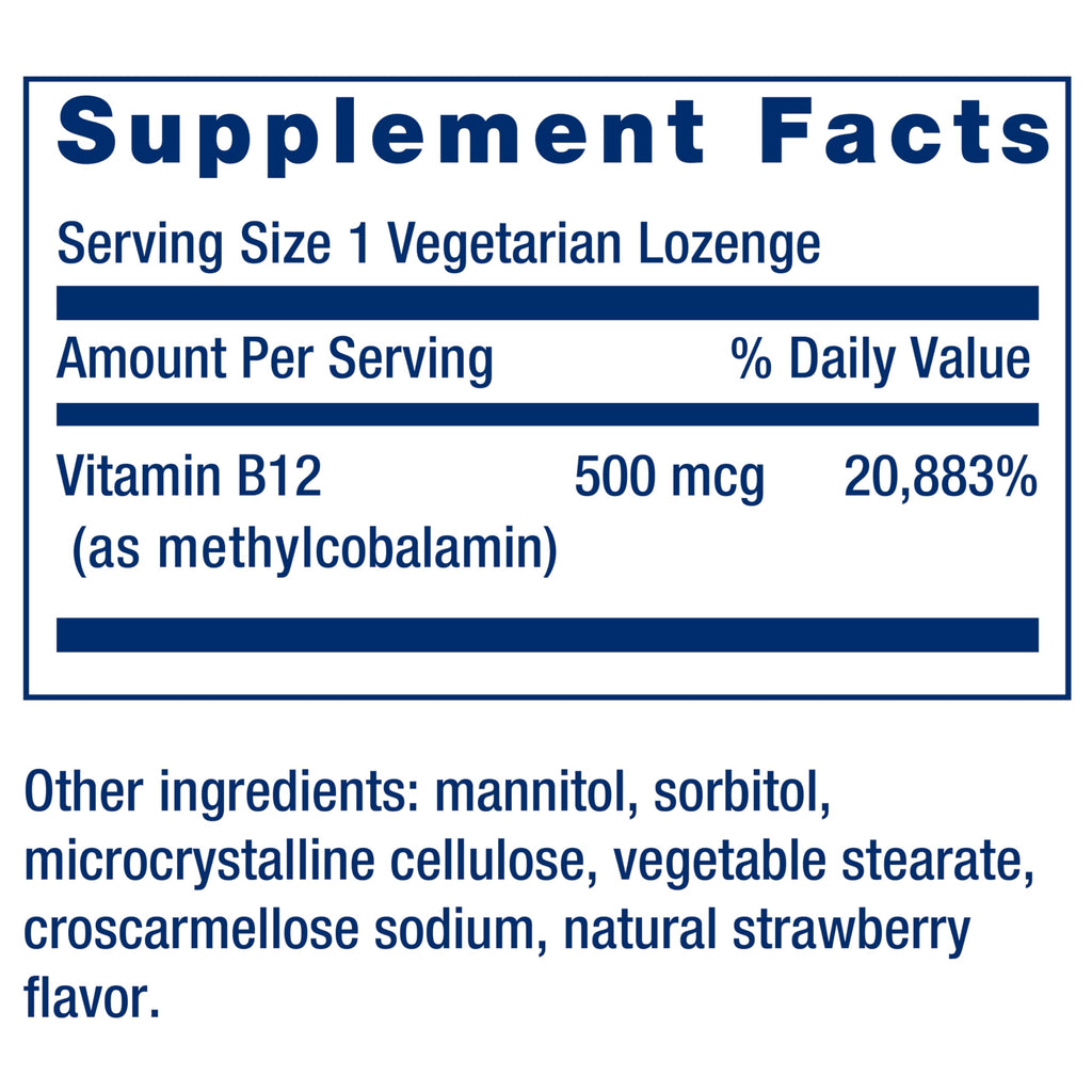 Life Extension Vitamin B12 Methylcobalamin 500mcg - 100 Lozenges - image 3