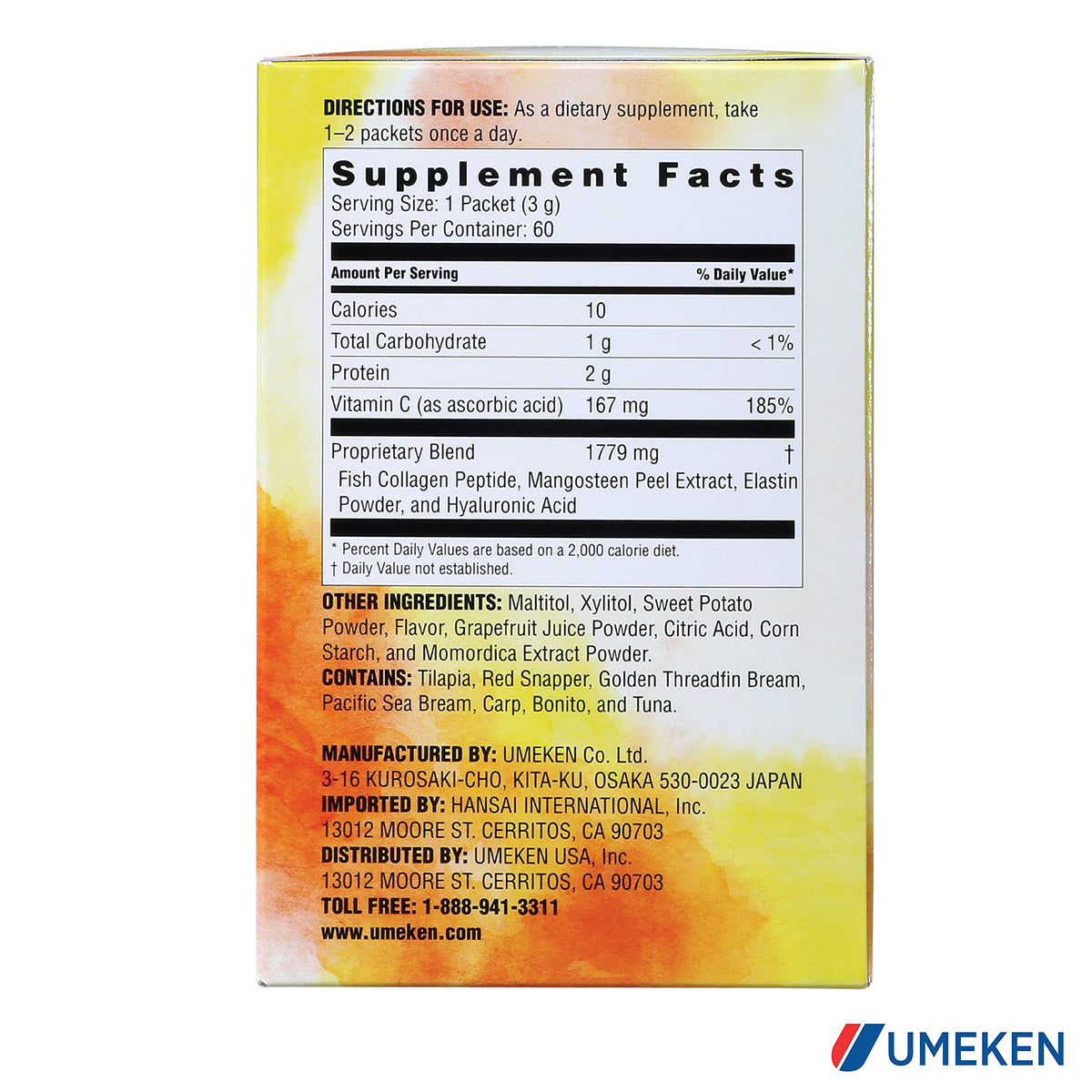 Umeken Elastin Beauty Powder with Collagen Peptides - 120 Packets - image 8