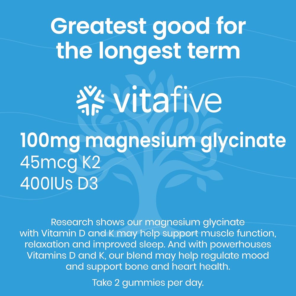 Vitafive Low Sugar Magnesium Glycinate Gummies with Vitamin D and K - 50 Count - image 3