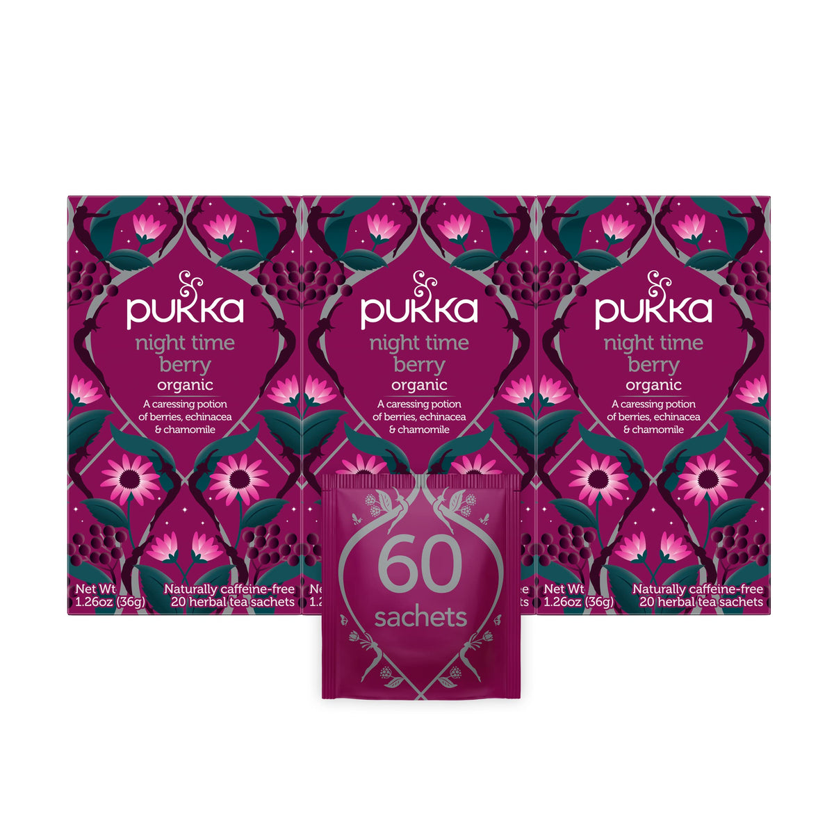 Pukka Organic Night Time Berry Herbal Tea - 60 Tea Bags