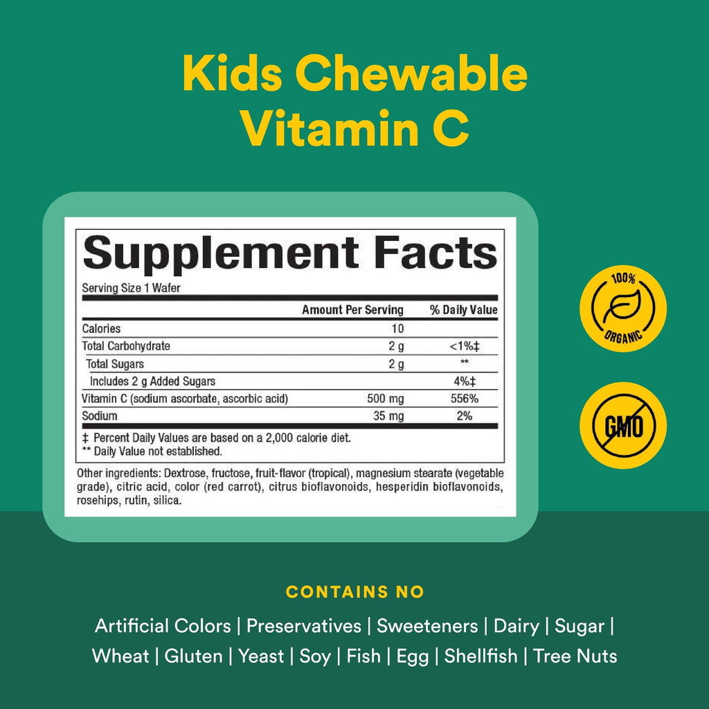 Natural Factors Kids Chewable Vitamin C 500 mg Wafers