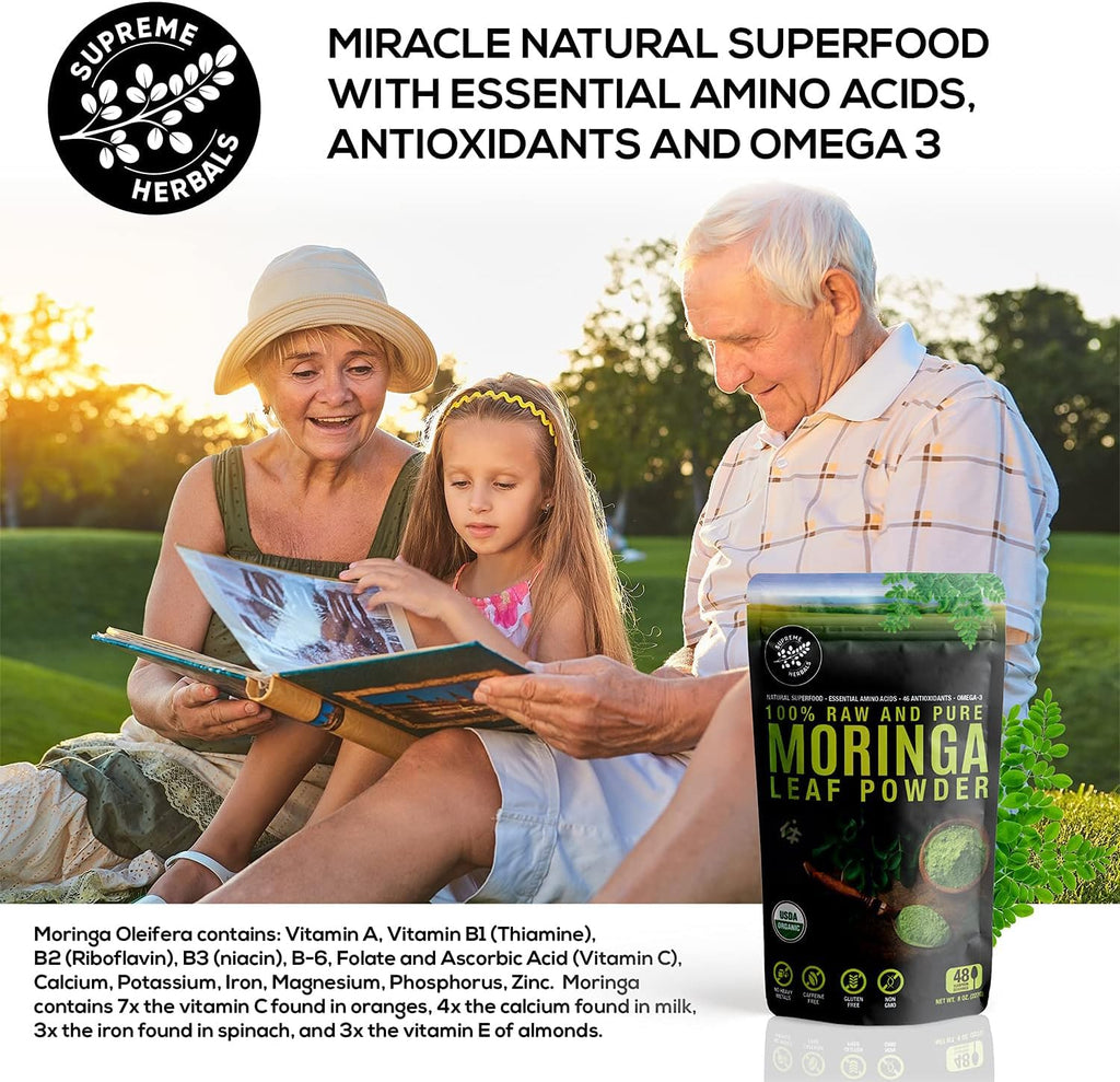 SUPREME HERBALS Moringa Leaf Powder Organic - 8 oz - image 4