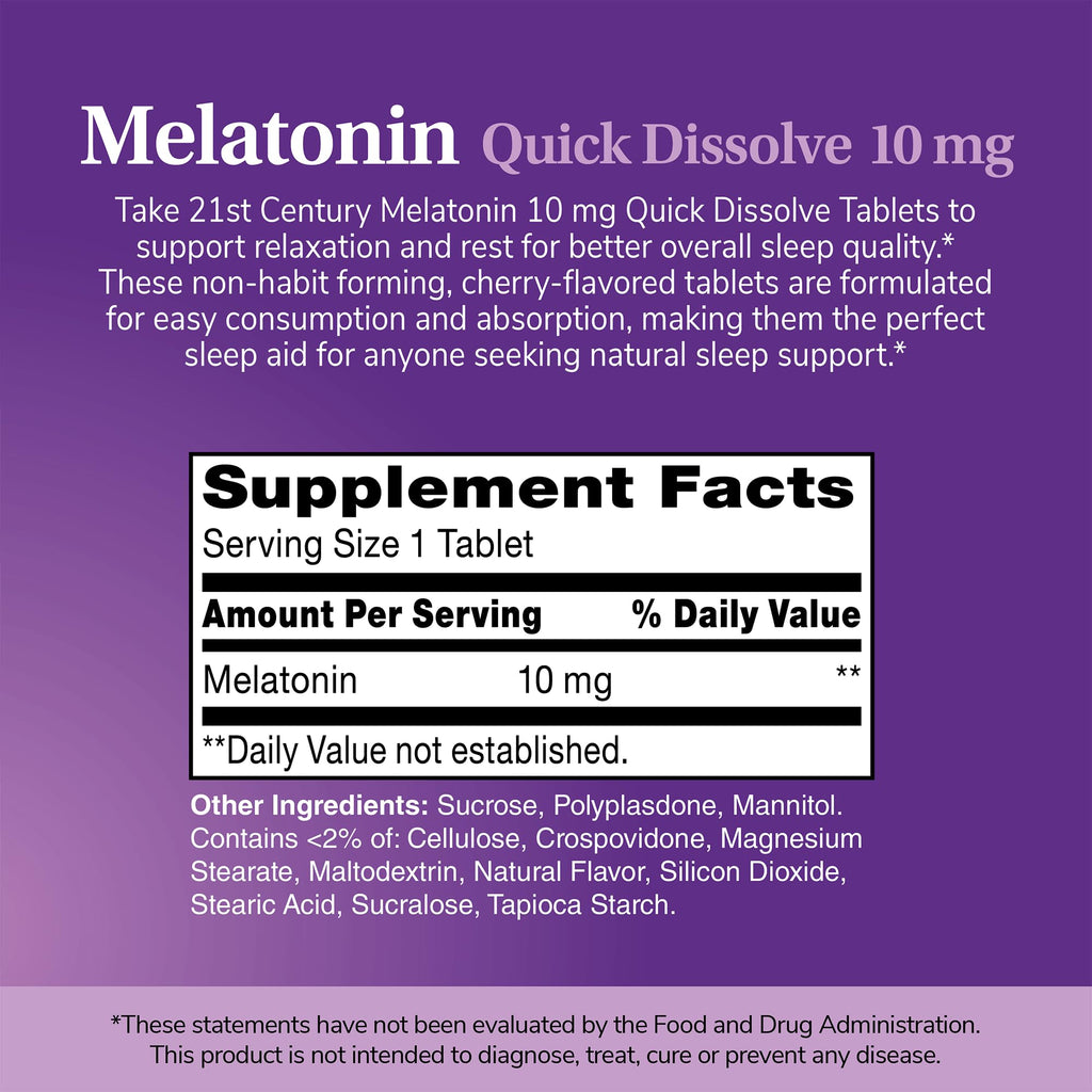 21st Century Melatonin 10 mg Quick Dissolve Tablets - 120 ct - image 3