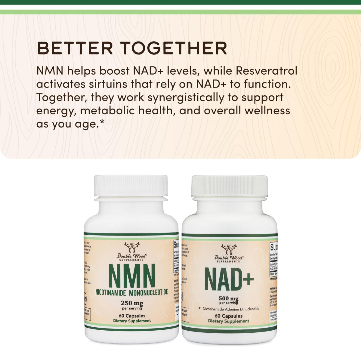 Double Wood Supplements NMN 250mg Cellular Energy - 60 Capsules - image 5