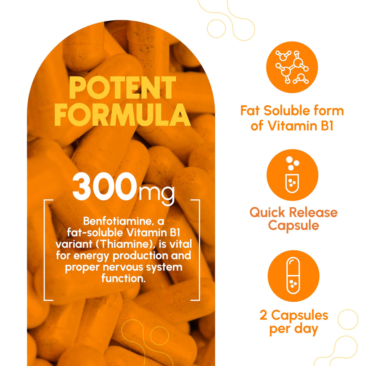 Zenavea Benfotiamine 300mg Vitamin B1 - 180 Capsules - image 3
