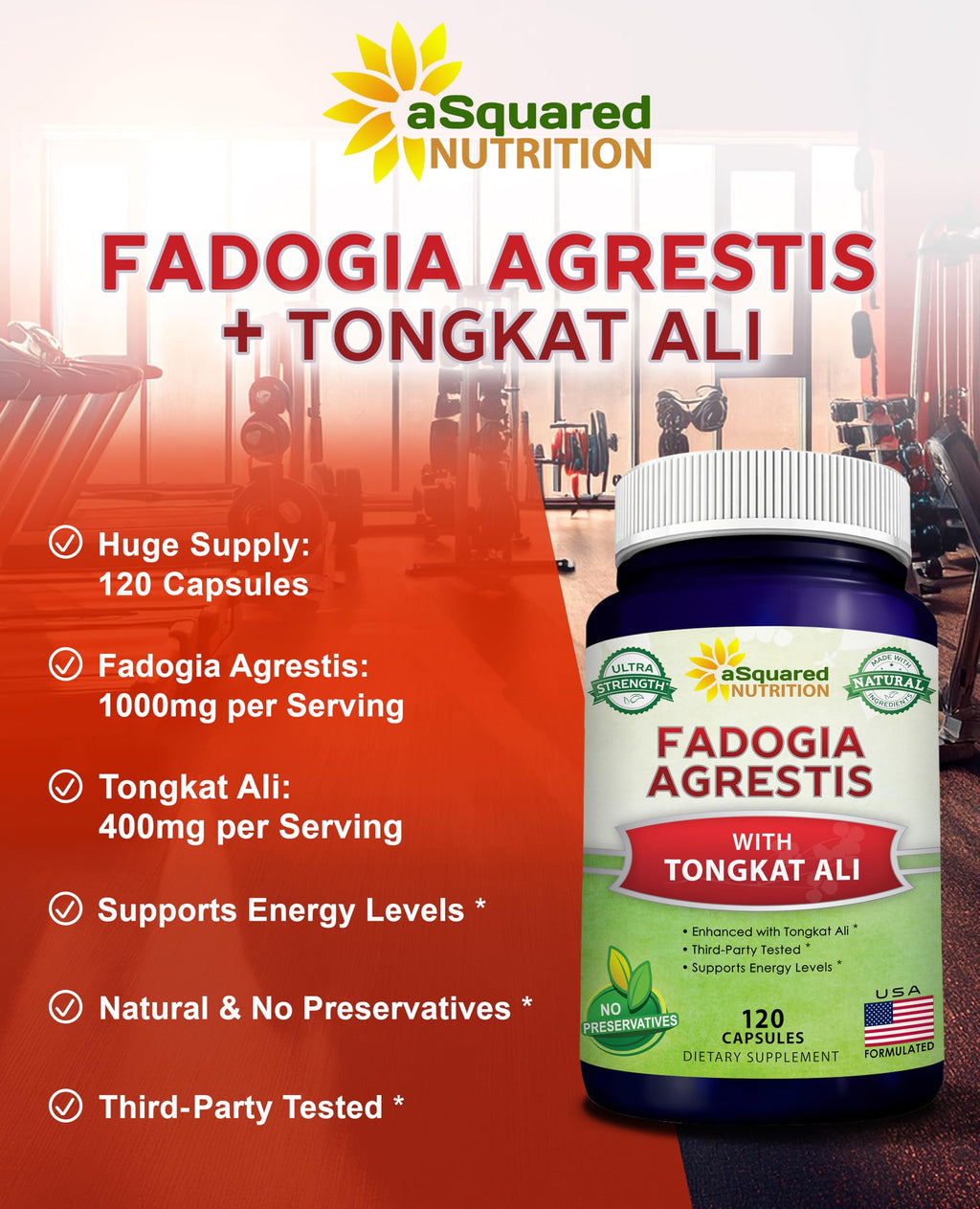 aSquared Nutrition Fadogia Agrestis with Tongkat Ali - 120 Capsules - image 2