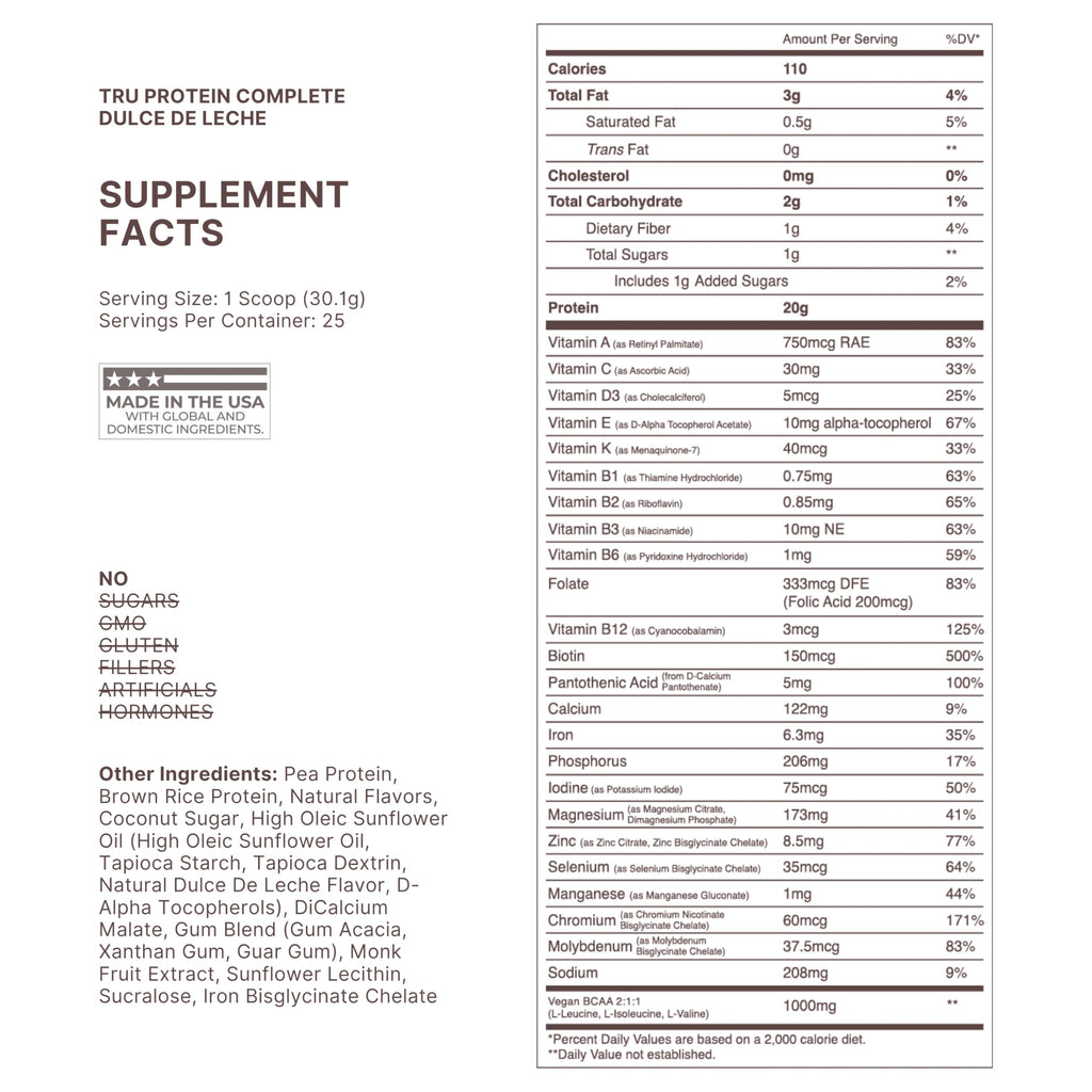 TRU Supplements Plant Based Protein Powder, 20g - 25 Servings - image 5