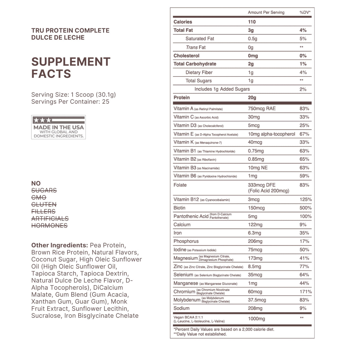 TRU Supplements Plant Based Protein Powder, 20g - 25 Servings - image 5