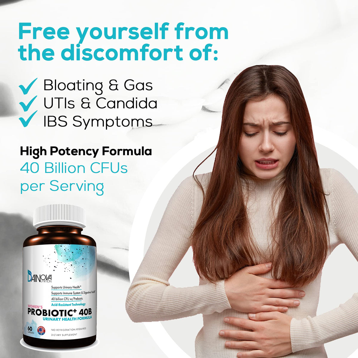 Dainova Nutrition Probiotics for Women 40B CFU - 60 Capsules - image 4