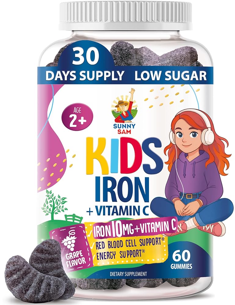 SUNNY SAM Iron Gummies for Kids & Adults - Iron Vitamins with Vitamin