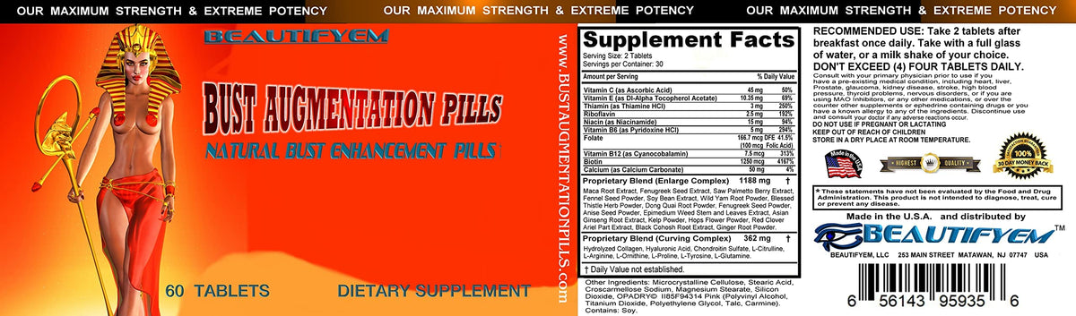 BEAUTIFYEM Bust Augmentation Pills Breast Enhancer - 60 Tablets - image 5