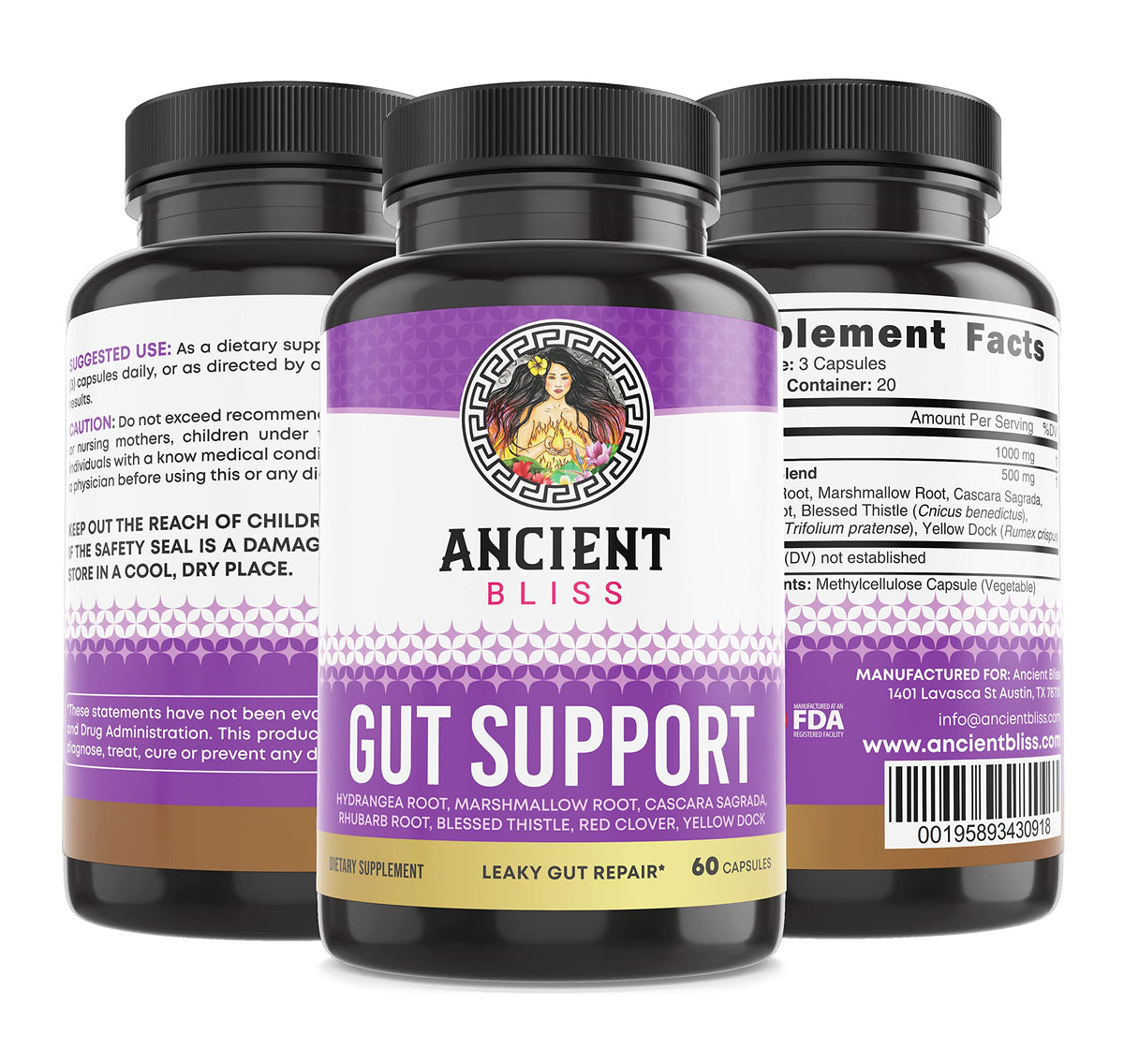 Ancient Bliss L-Glutamine Capsules for Gut Support - 60 Capsules - image 8